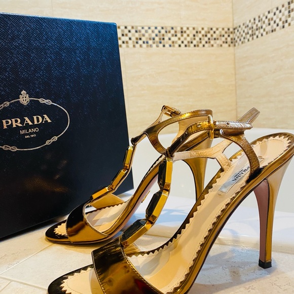 Authentic Prada embellished Sandals Heels size 37.5 - Picture 3 of 11